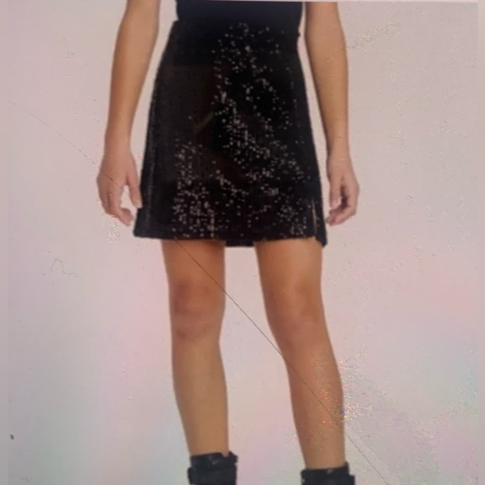Art Class Black Sequin A-Line Mini Skirt for kids NWOT
